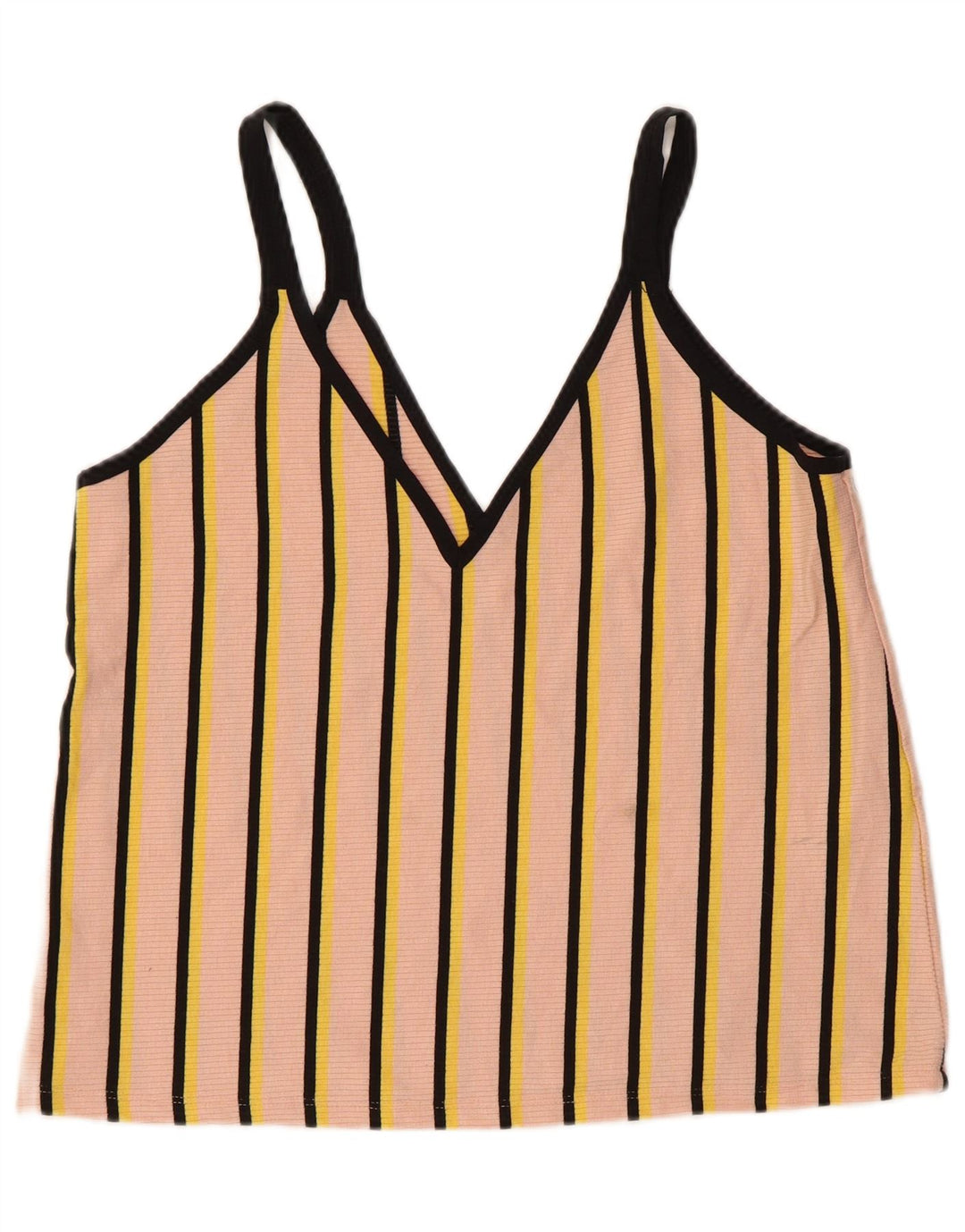 Zara Dame Cami Top UK 14 Large Pink Stribet Polyester