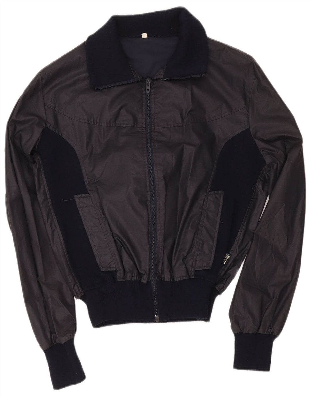 Vintage bomberjakke til kvinder IT 48 XL Marineblå Colourblock Polyester