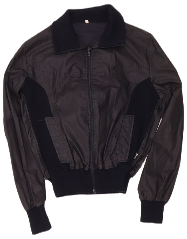 Vintage bomberjakke til kvinder IT 48 XL Marineblå Colourblock Polyester