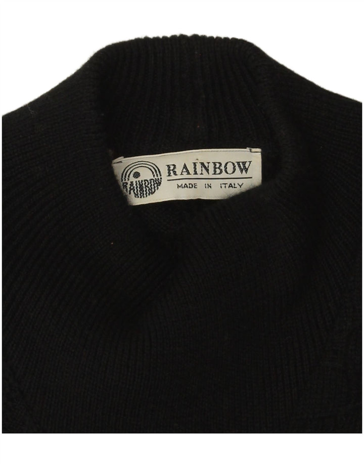 Rainbow Herre Turtle Neck Jumper Sweater Large Black Colourblock