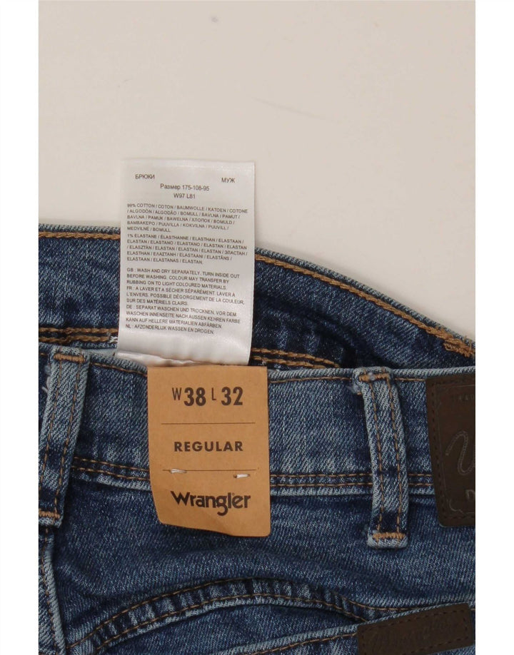 Wrangler Herre Regular Straight Jeans W38 L32 Blå Bomuld