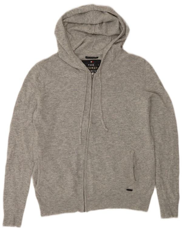 Superdry hættetrøje til kvinder med fuld lynlås cardigan UK 14 Medium Grå Flecked