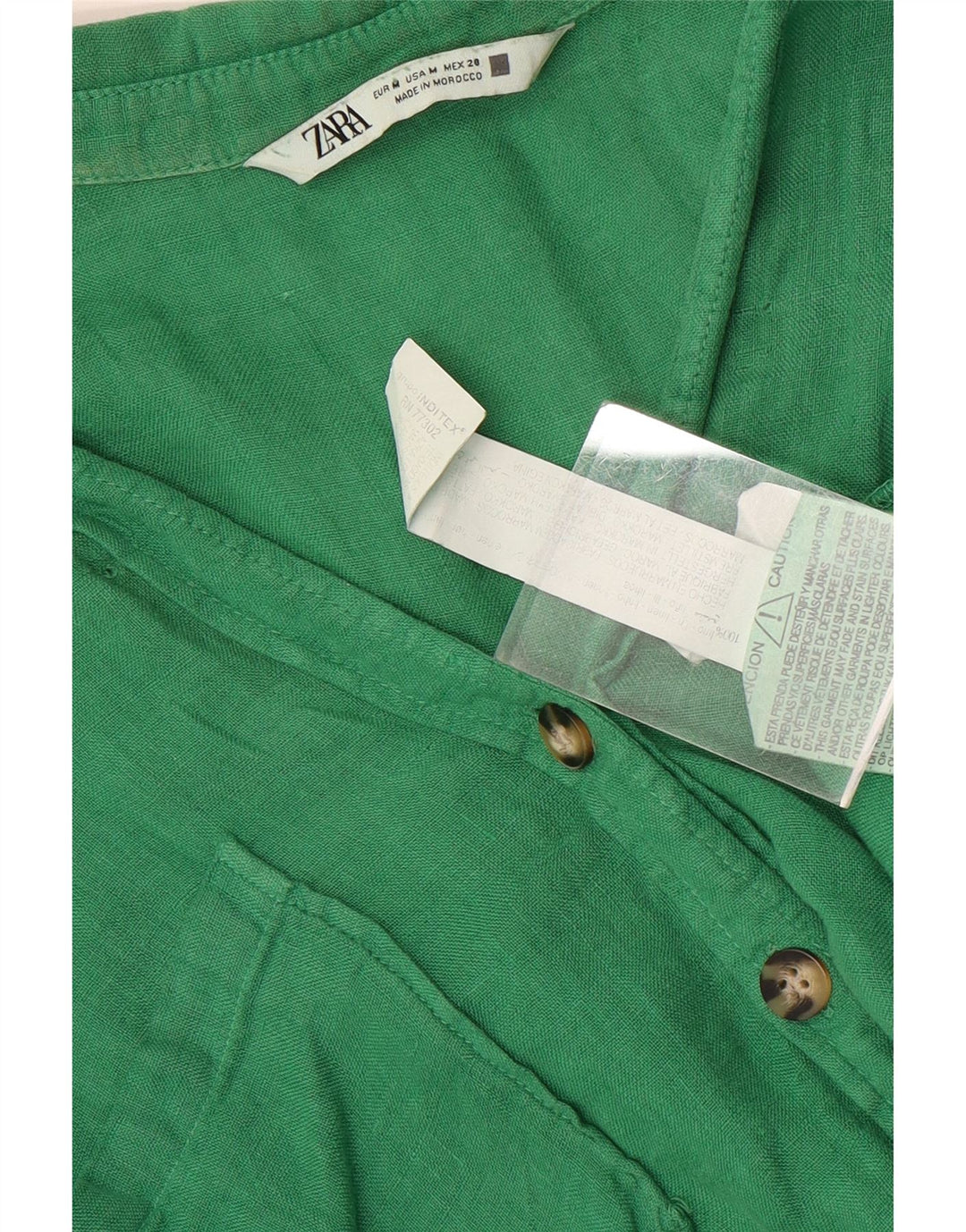 Zara Dame Oversized Crop Kortærmet skjortebluse UK 14 Medium Green