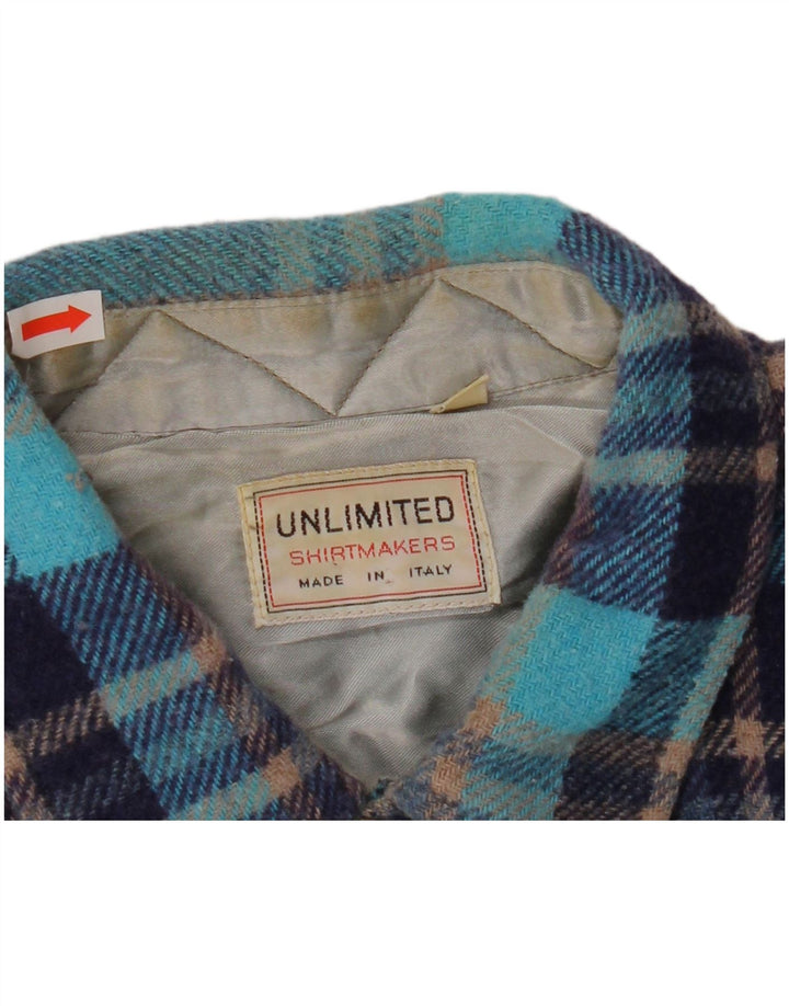 Ubegrænset herre ternet skovhugger flannelskjorte XL blå plaid polyester