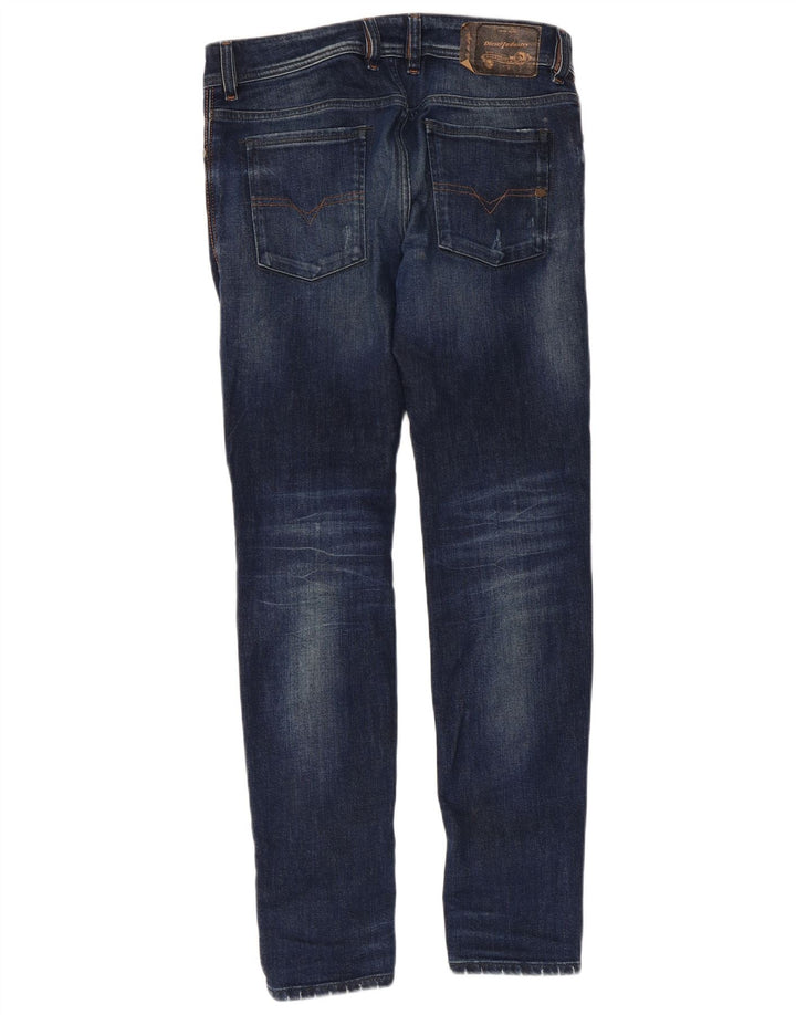 DIESEL Herre Sleenker Distressed Slim Skinny Jeans W30 L30 Blå Bomuld