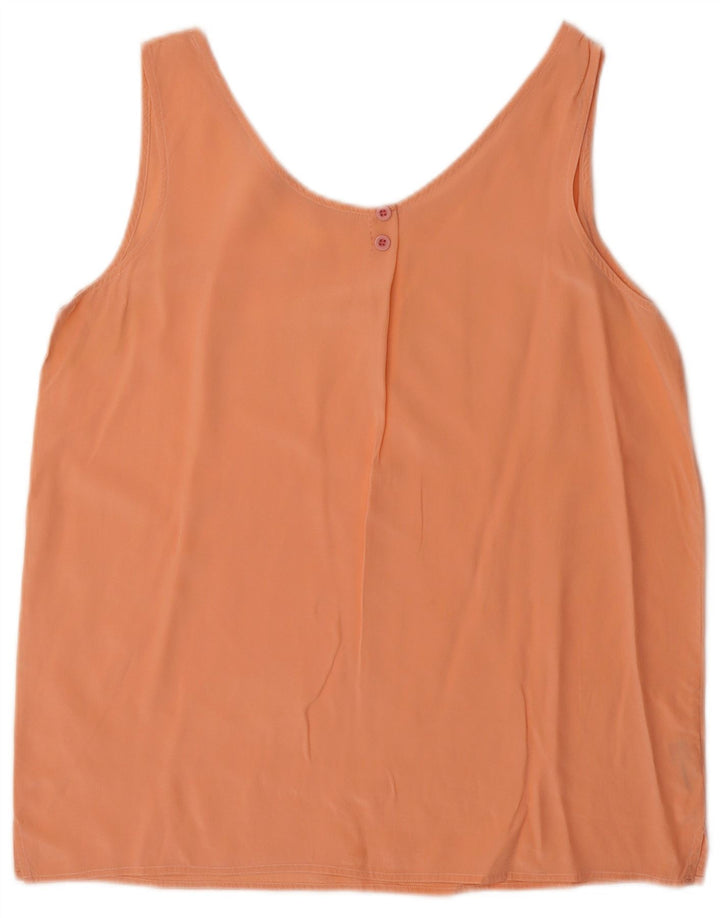BALLON Dame ærmeløs bluse Top UK 14 Medium Orange Silke