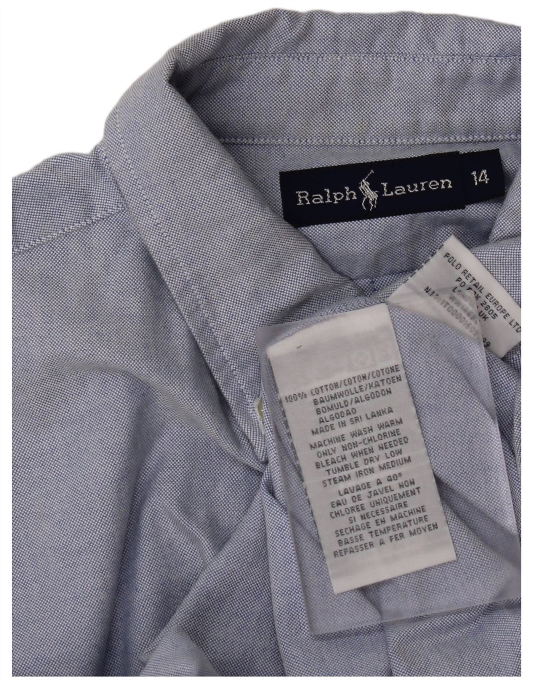 RALPH LAUREN Drengeskjorte 13-14 år Blå Bomuld