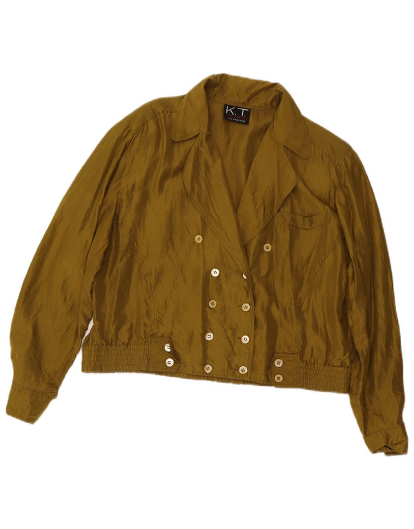 Vintage Dame Oversized Dobbeltradet Bomber Jacket UK 10 Small Khaki