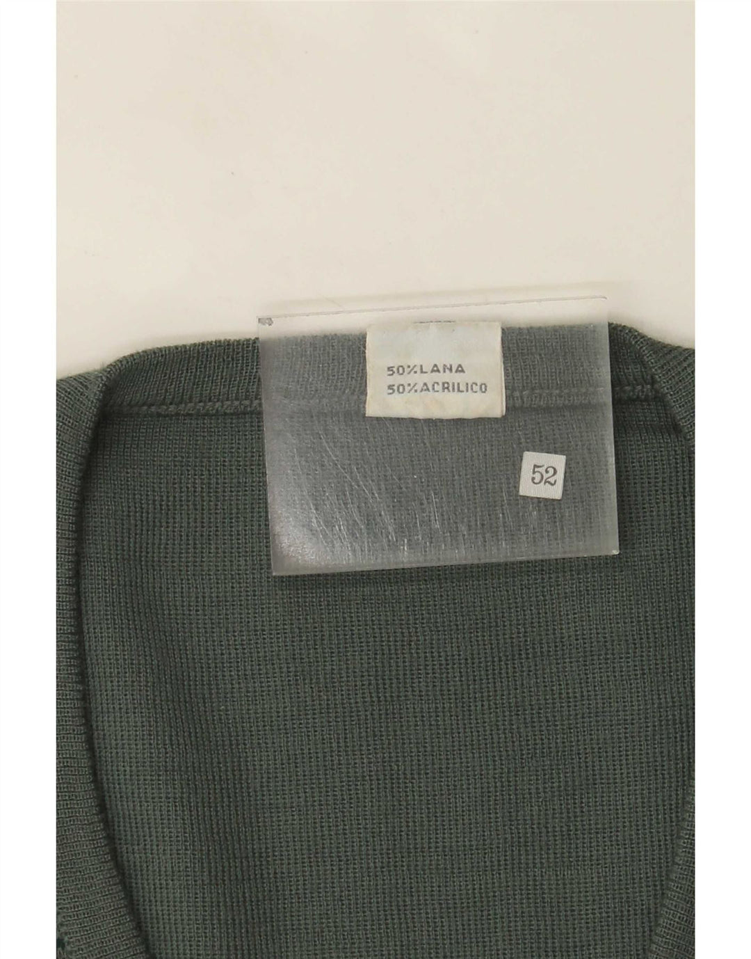 Vintage Herrevest Tank Top IT 52 Stor Grøn Geometrisk Uld