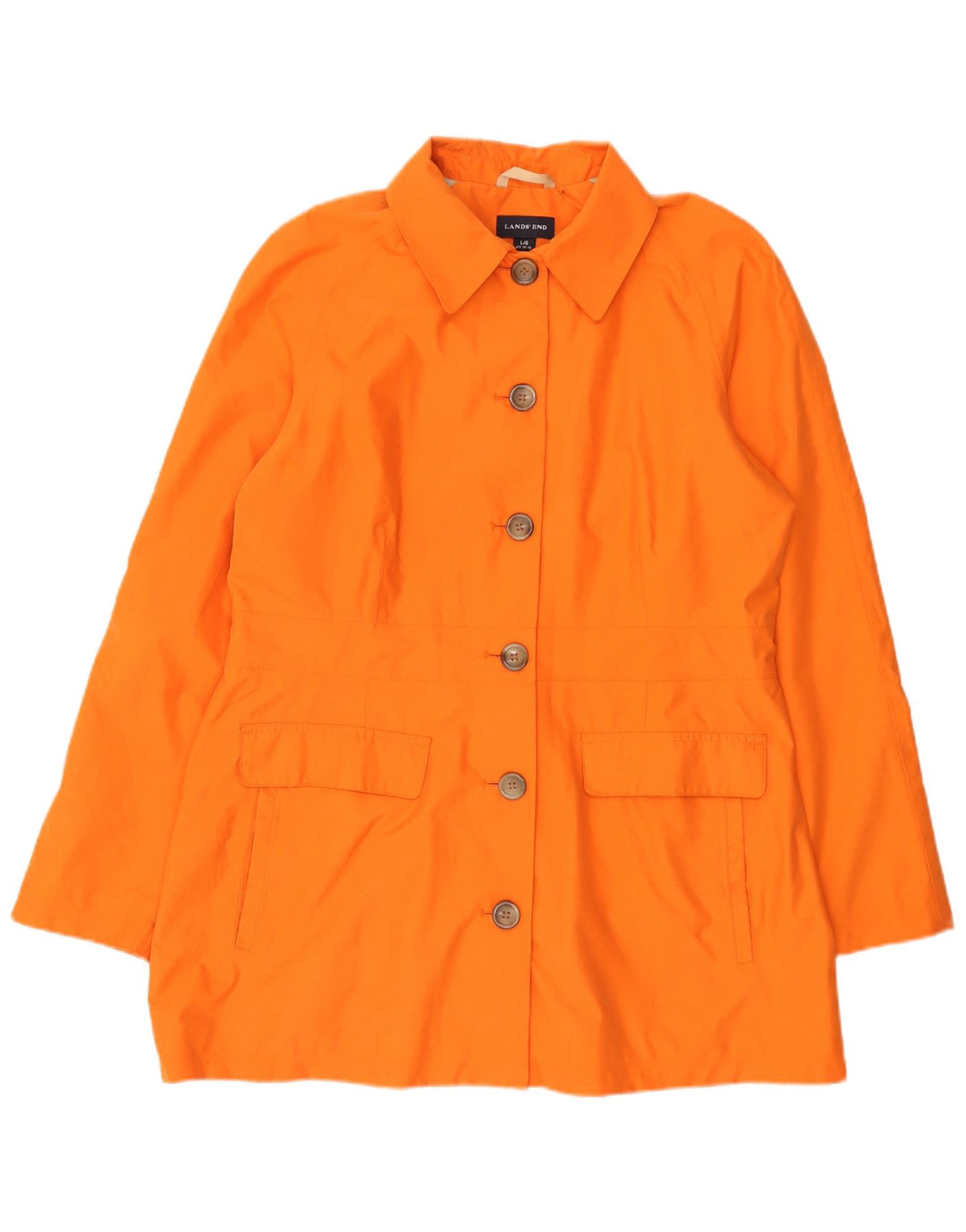 Lands End Dame 6 Button Blazer Jacket UK 16 Large Orange Polyester