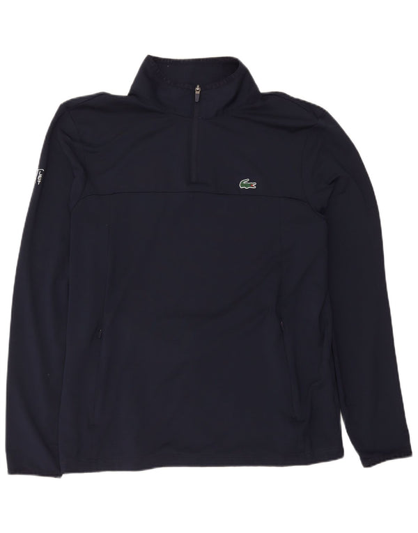 Lacoste Herre Zip Neck Pullover Træningsdragt Top Størrelse 6 XL Navy Blue Polyester