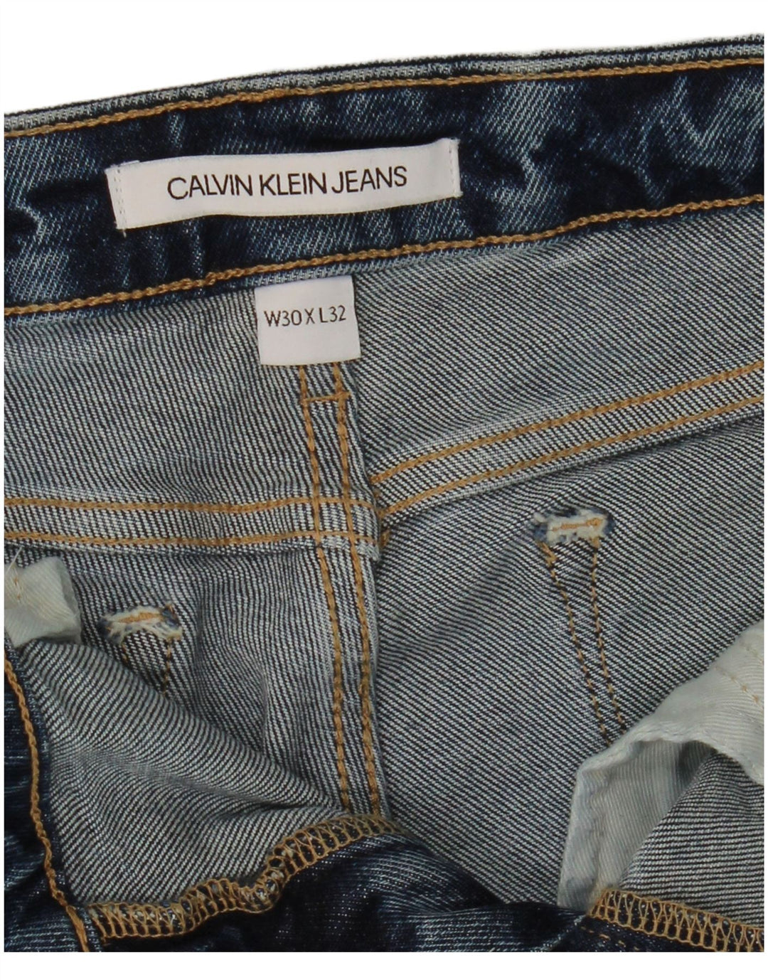 CALVIN KLEIN Herre Distressed Cropped Slim Jeans W30 L25 Blå