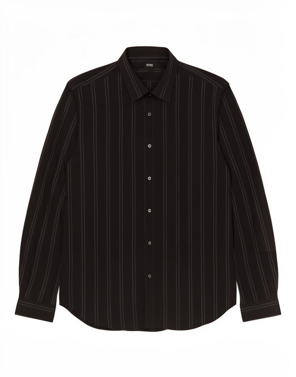 Hugo Boss Herreskjorte Størrelse 43/44 XL Sort Stribet Bomuld