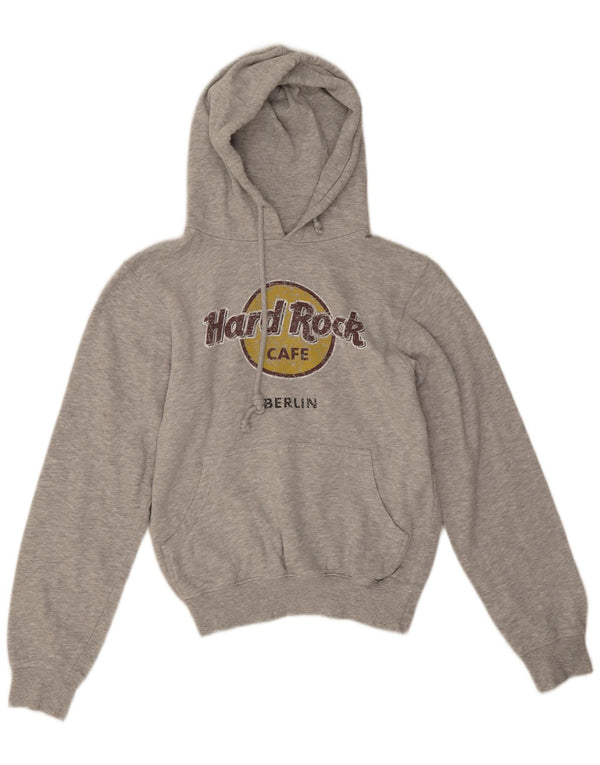 Hard Rock Cafe Dame Berlin Grafisk Hættetrøje Jumper UK 10 Lille Grå Bomuld
