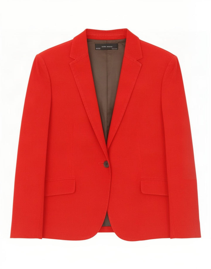 Zara Dame 1-knap Corduroy Blazer Jacket UK 18 XL Rød