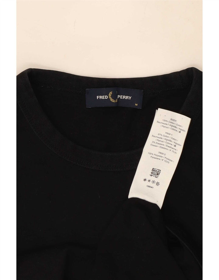 Fred Perry Herre grafisk T-shirt Top Medium Sort Bomuld