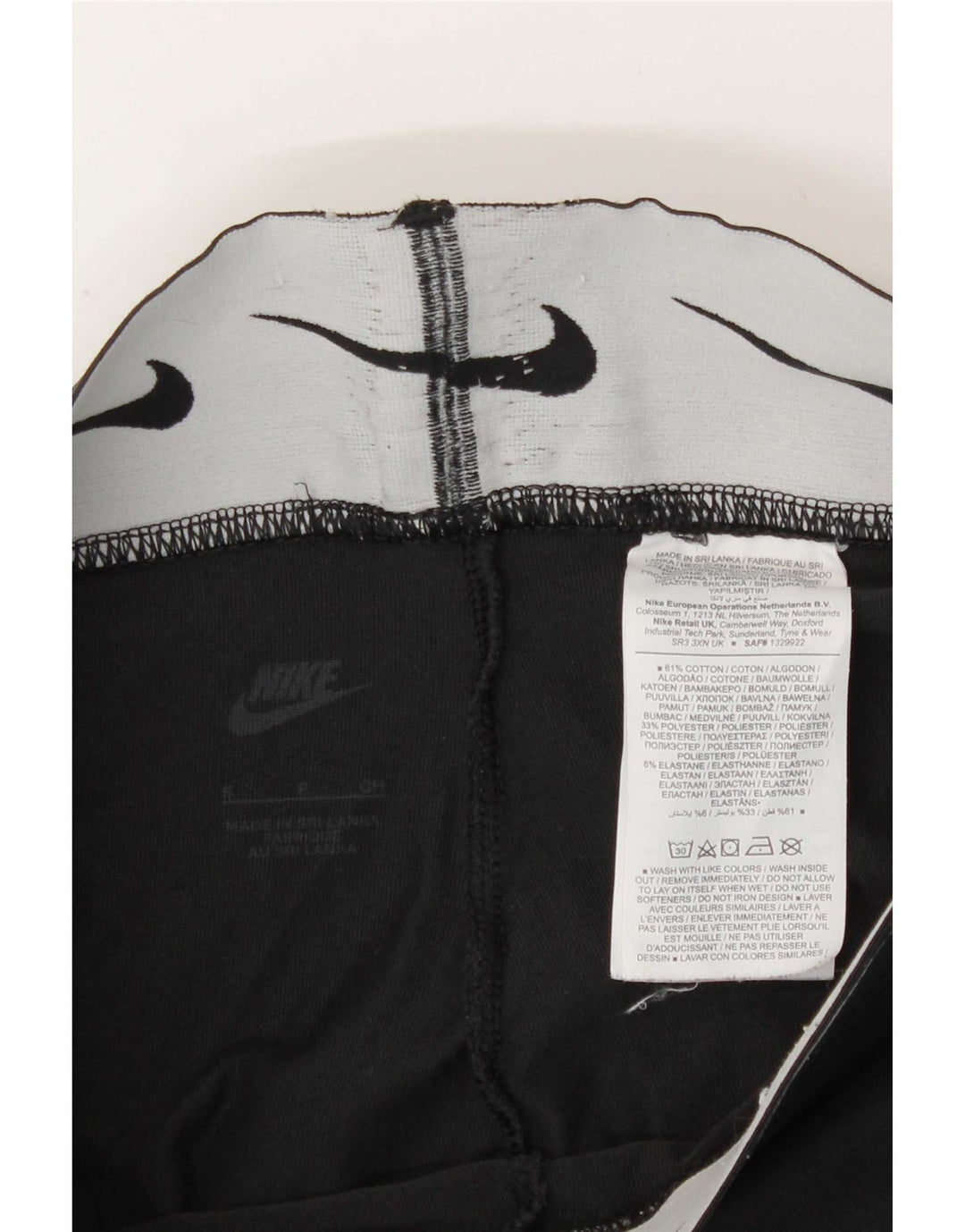 Nike Dame Grafiske Leggings UK 8 Small Black Bomuld