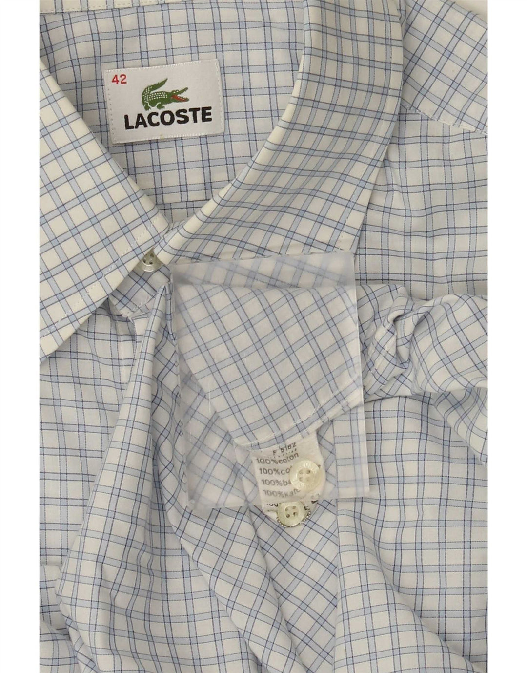 Lacoste herreskjorte str. 42 Large blå ternet bomuld