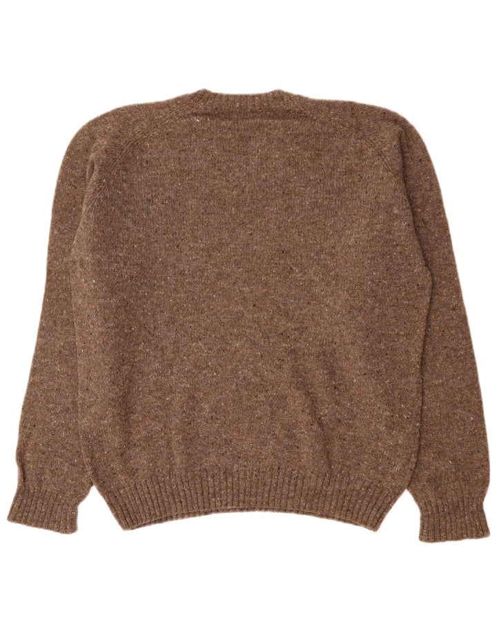 Boggi Herre V-hals sweater Medium Brun Flecked New Wool