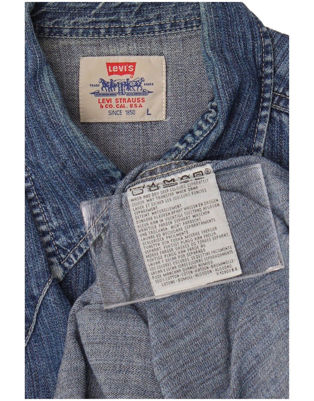 Levi's Denimskjorte til mænd, stor blå bomuld