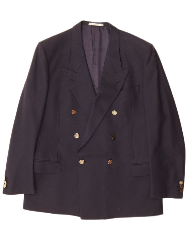 Emanuel Ungaro Herre Double Breasted Blazer Jacket UK 42 XL Navy Blue