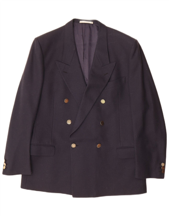 Emanuel Ungaro Herre Double Breasted Blazer Jacket UK 42 XL Navy Blue