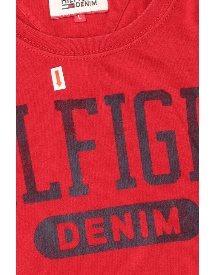 TOMMY HILFIGER Mens Graphic T-Shirt Top Large Red Cotton