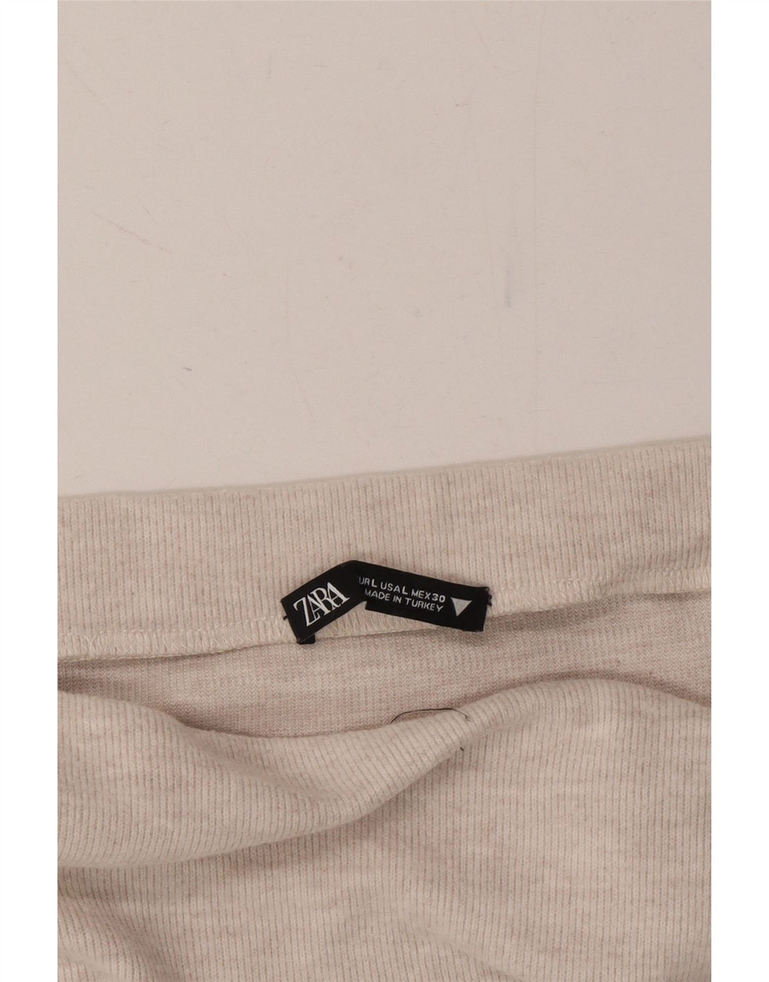 ZARA Womens Knit Straight Skirt Large W32 Beige Polyester