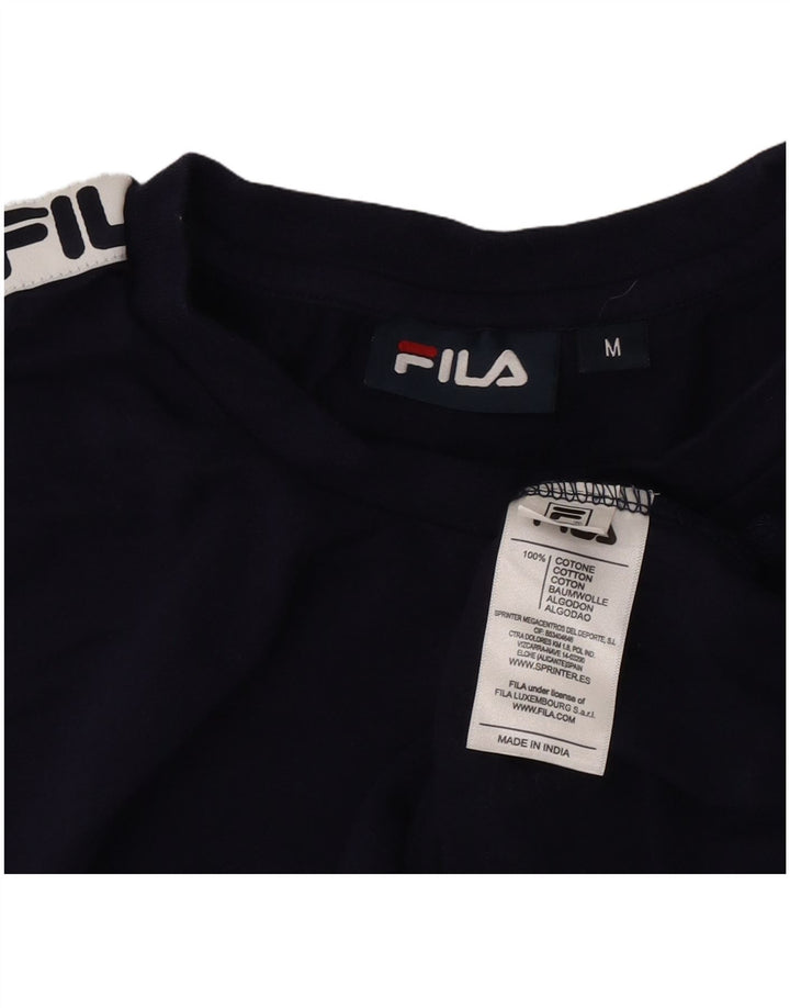 Fila Herre grafisk T-shirt Top Medium Marineblå Colourblock Bomuld