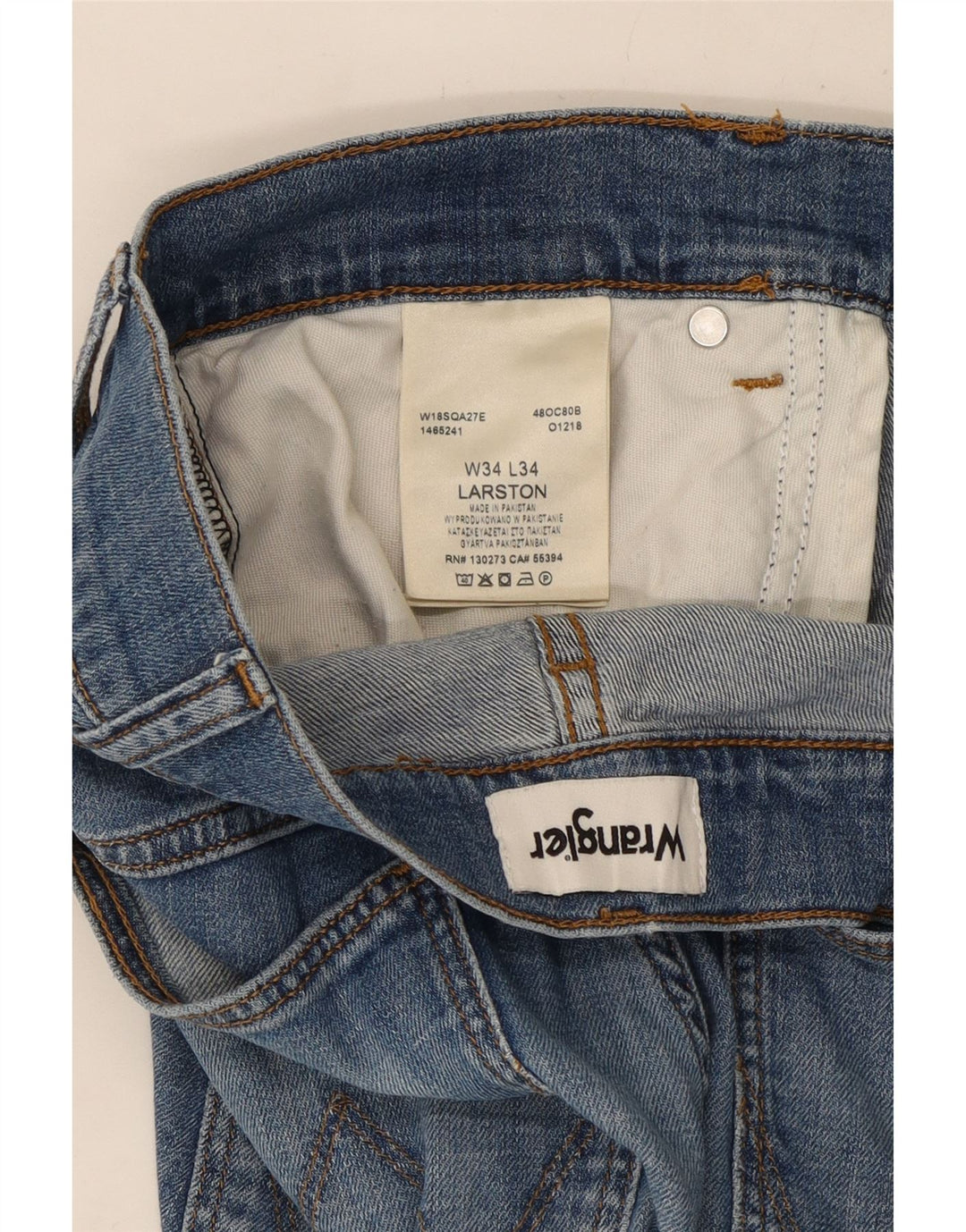 Wrangler Herre Larston Denim Shorts W34 Large Blue Cotton