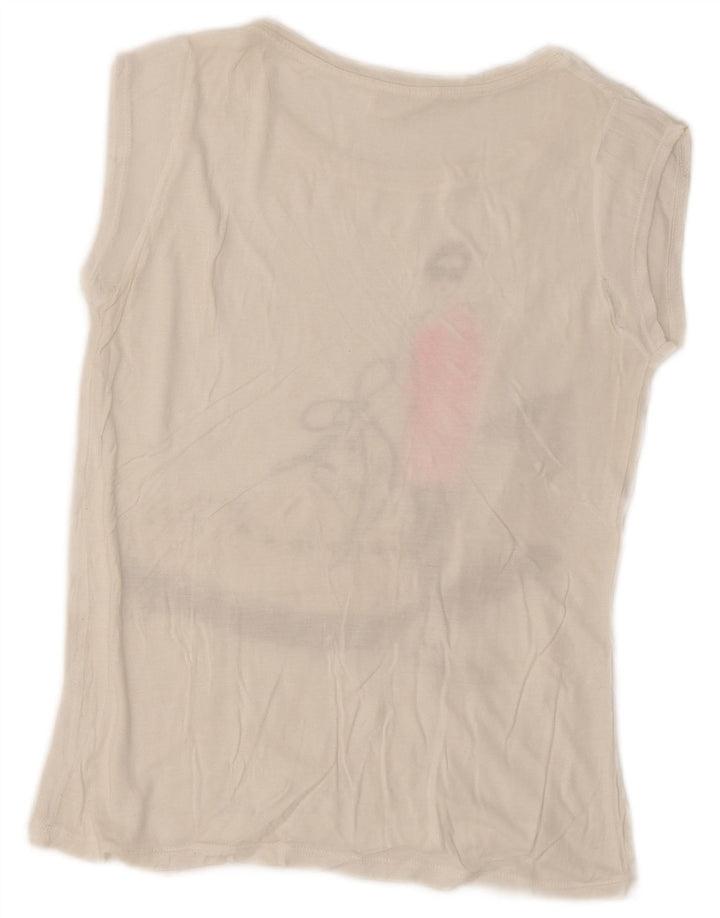 Zara Dame Grafisk T-Shirt Top UK 10 Small White