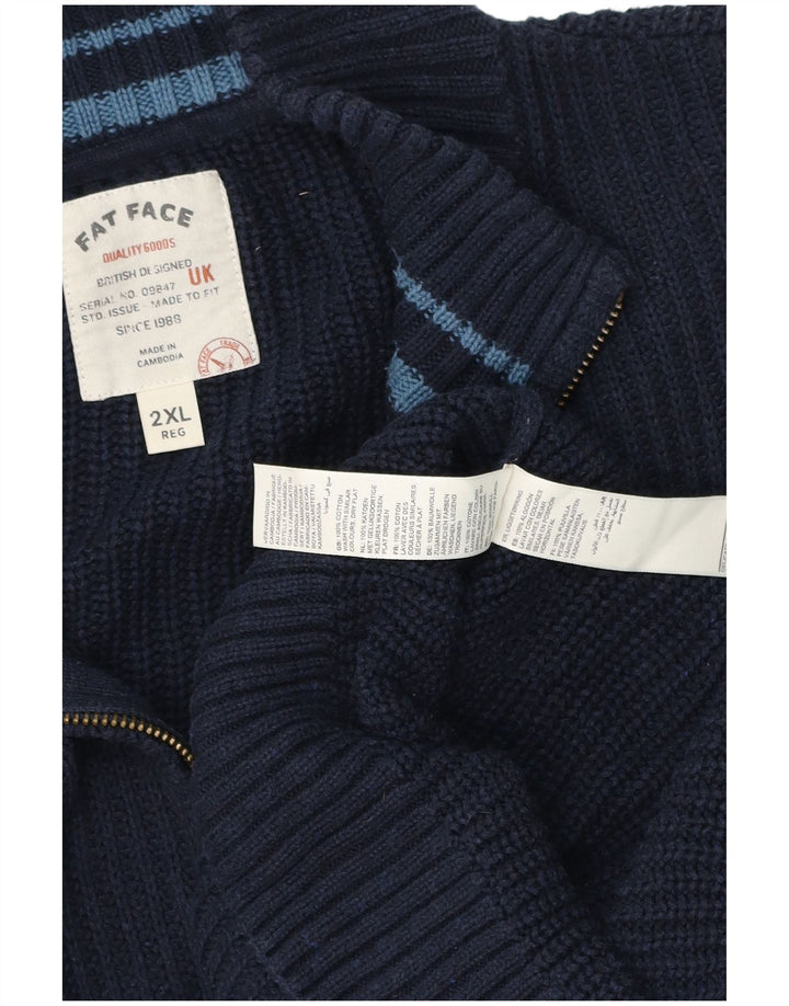 Fat Face Herre Zip Neck Jumper Sweater 2XL Navy Blue Bomuld