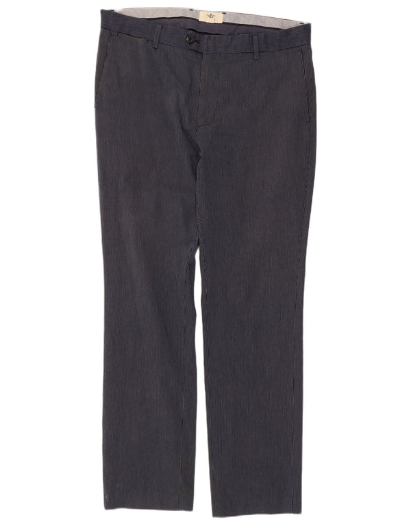 Dockers Herre lige jakkesæt bukser W36 L32 Marineblå nålestribet bomuld