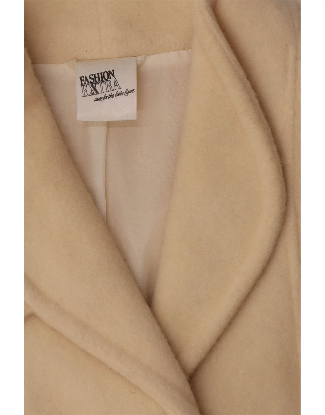 Vintage Dame Overfrakke UK 14 Stor Beige Ny Uld