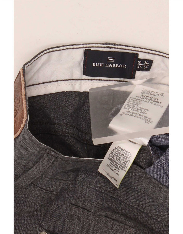 Marks & Spencer Herre Blue Harbor Straight Casual Bukser W36 L33 Grå