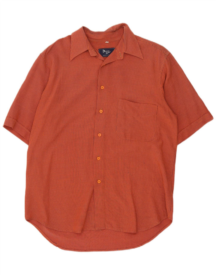 Vintage Kortærmet Herreskjorte Medium Orange Gingham