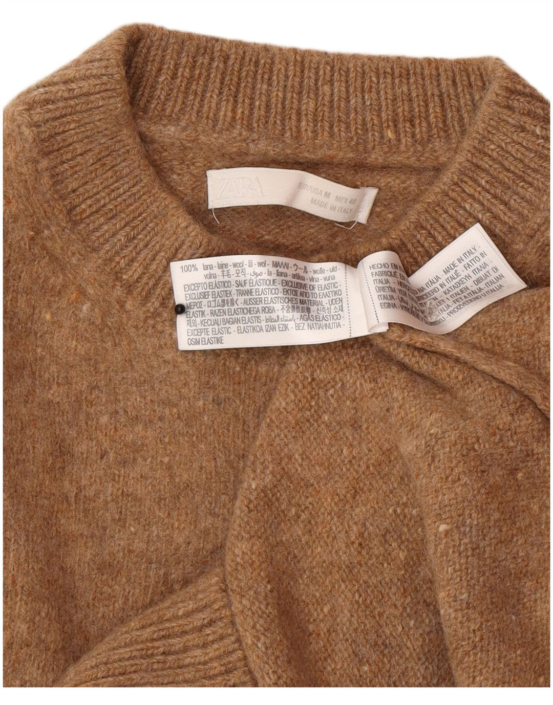 Zara Dame sweater med rund hals DK 12 Medium Brun Uld