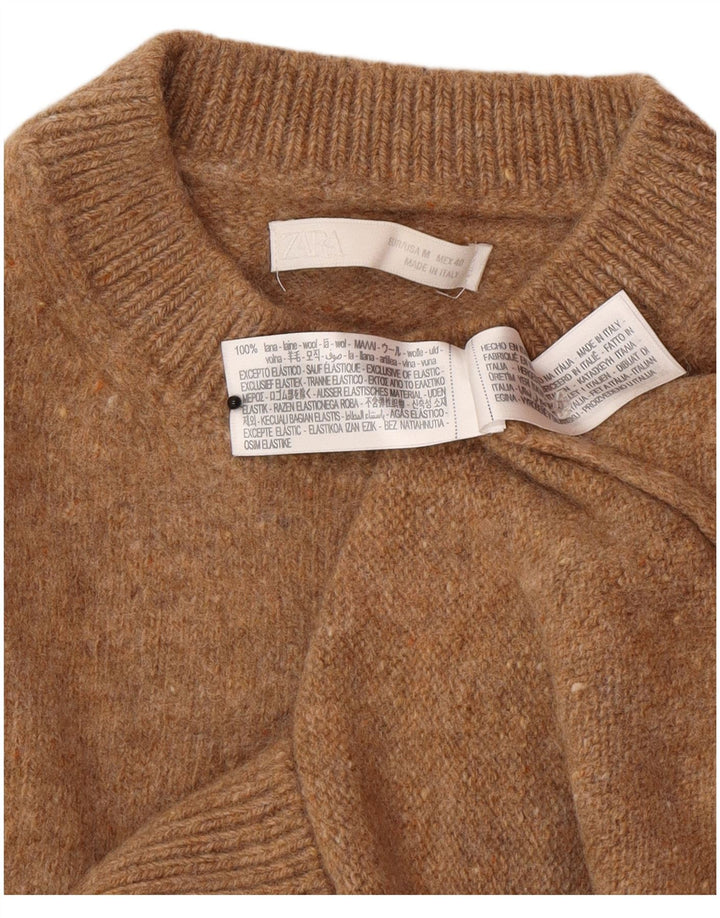Zara Dame sweater med rund hals DK 12 Medium Brun Uld
