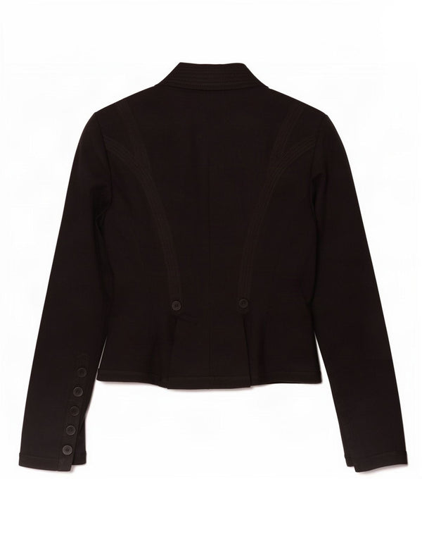 Zara Womens 6 Button Blazer Jacket UK 12 Medium Black Cotton