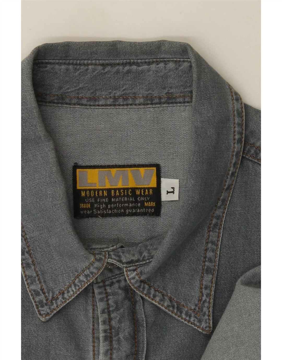 Vintage denimskjorte til mænd, stor blå