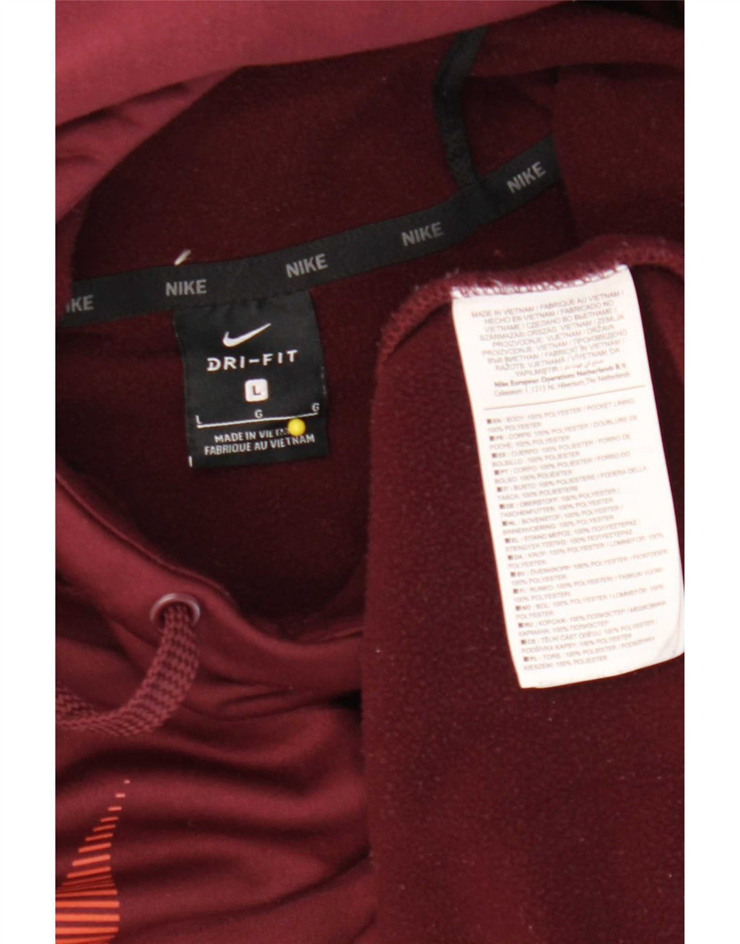 Nike Herre Dri Fit Grafisk hættetrøje Jumper Large Maroon Polyester