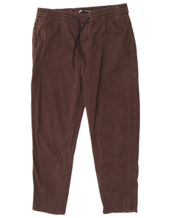 Zara Herre Tapered Chino Bukser Large W32 L27 Brun Bomuld