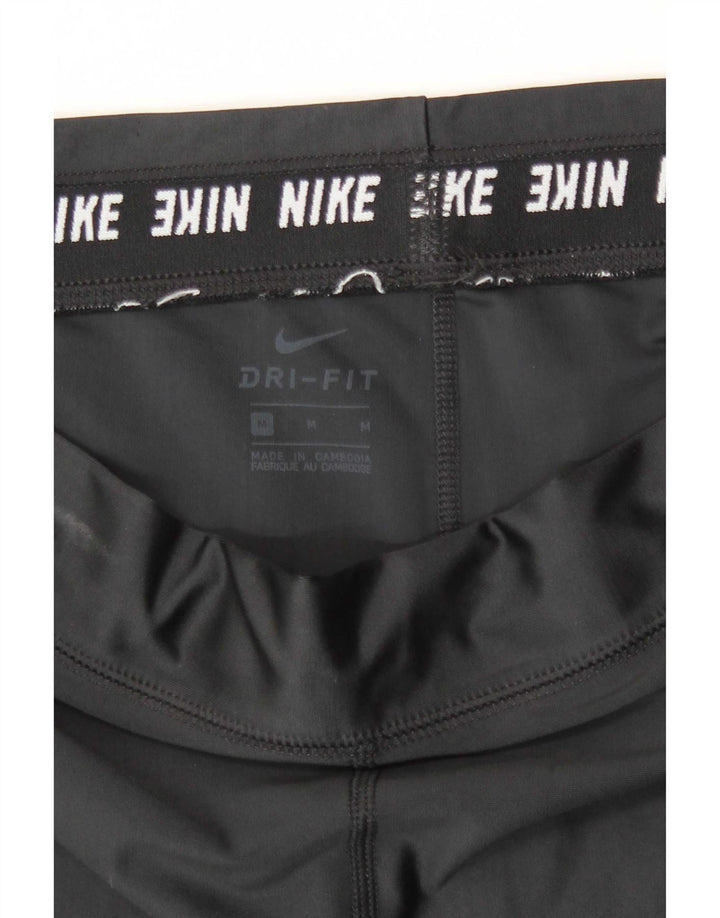 Nike Dame Dri Fit Crop Leggings UK 12 Medium Sort Polyester