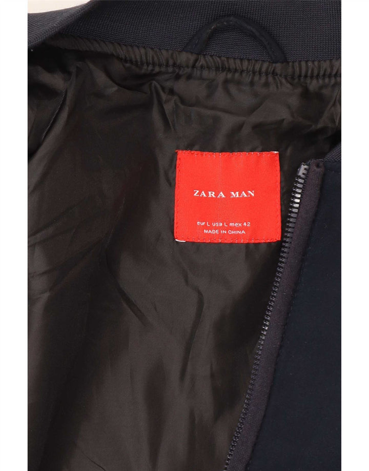 Zara Herre Bomber Jacket UK 40 Large Navy Blue