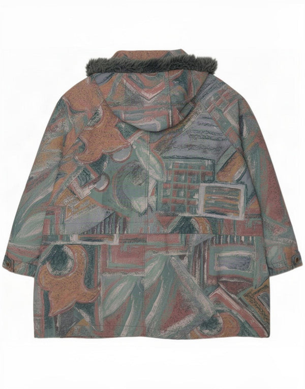 Vintage kvinders abstrakt mønster vindjakke UK 16 Large Multicoloure