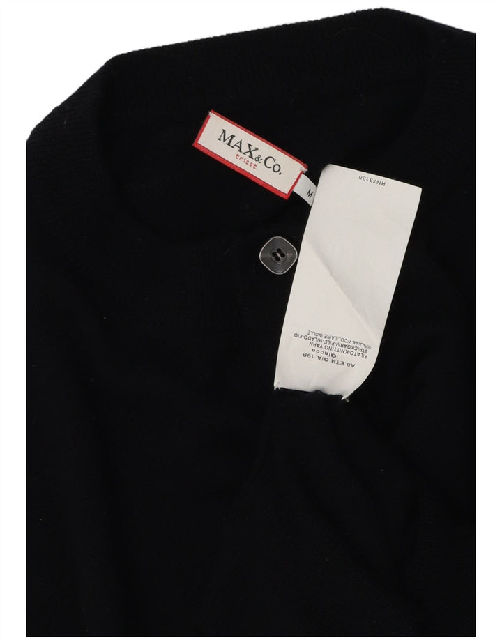 Max & Co. Dame 3/4-ærmet cardigantrøje UK 14 Medium Sort Uld