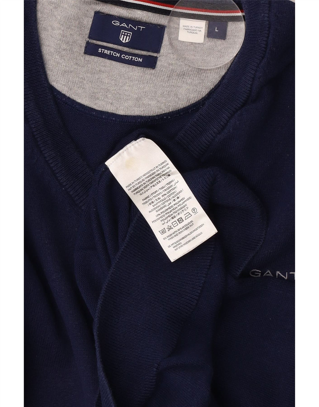 Gant Herre V-hals sweater Stor marineblå polyamid