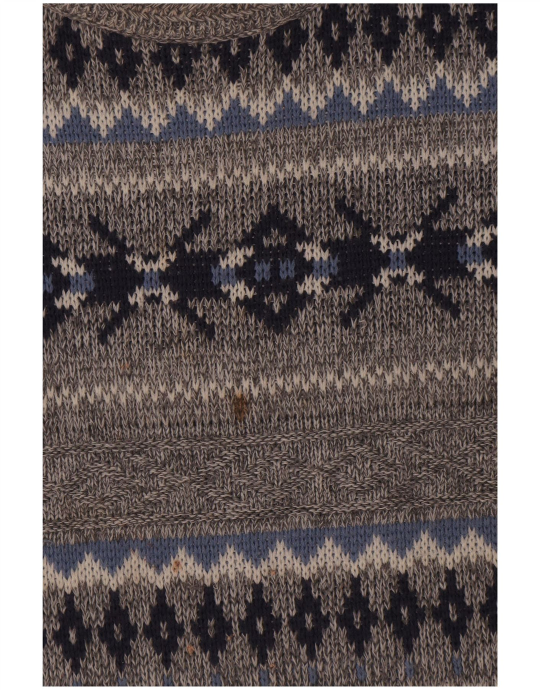 Vintage Herre rund hals sweater Large Grey Fair Isle