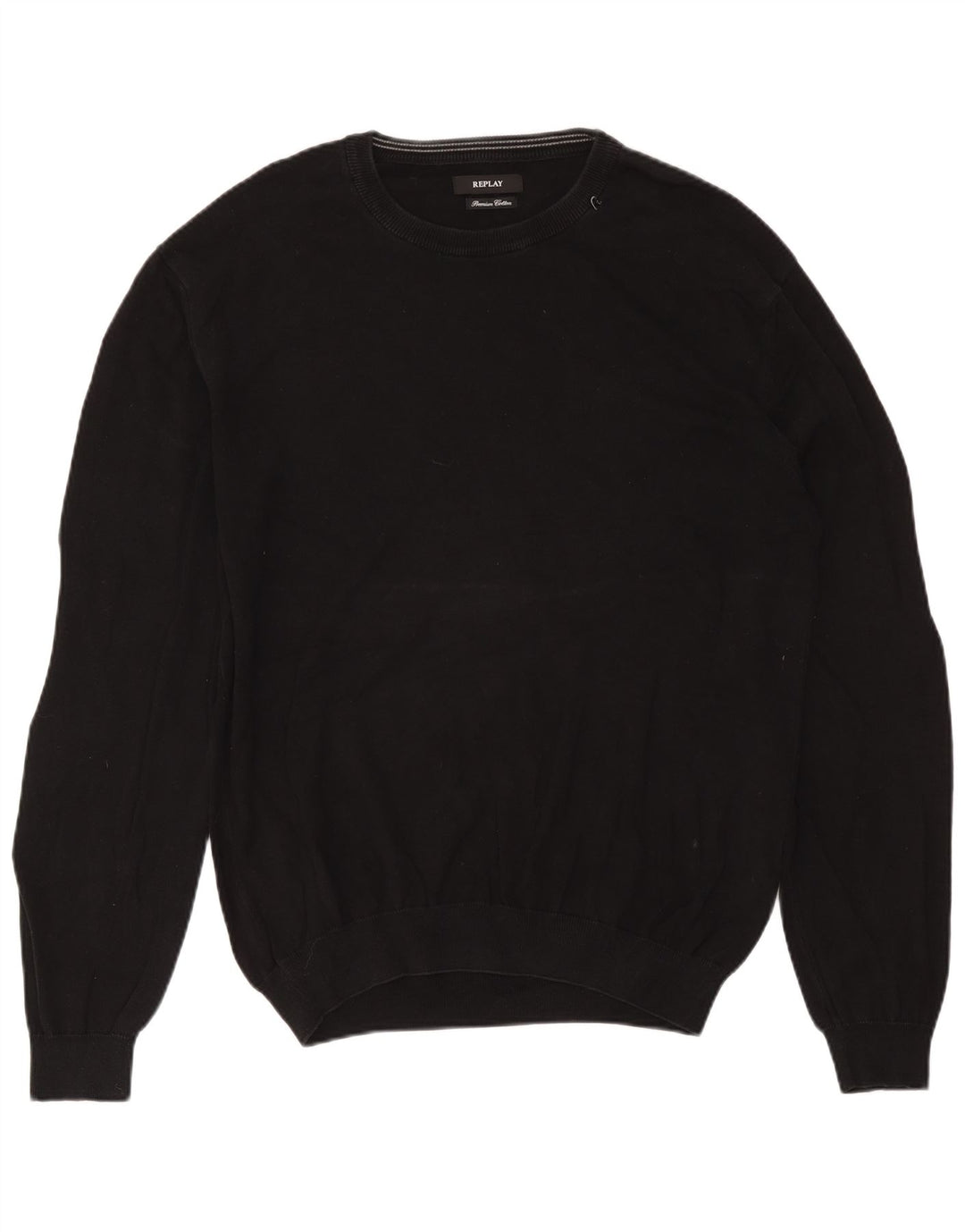 Replay Herre Crew Neck Jumper Sweater 2XL Sort Bomuld