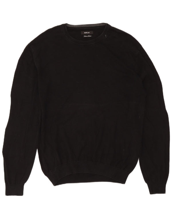Replay Herre Crew Neck Jumper Sweater 2XL Sort Bomuld